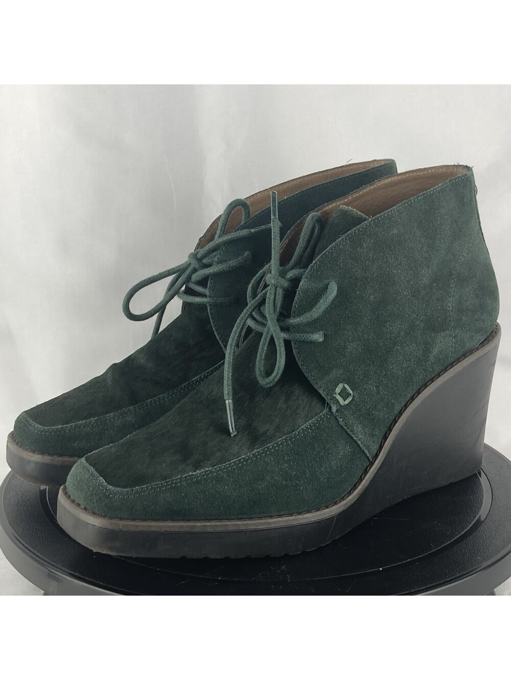 Women’s Size 6.5 Donald J Pliner Dakota Green Suede Hair Calf Wedge Ankle Boots